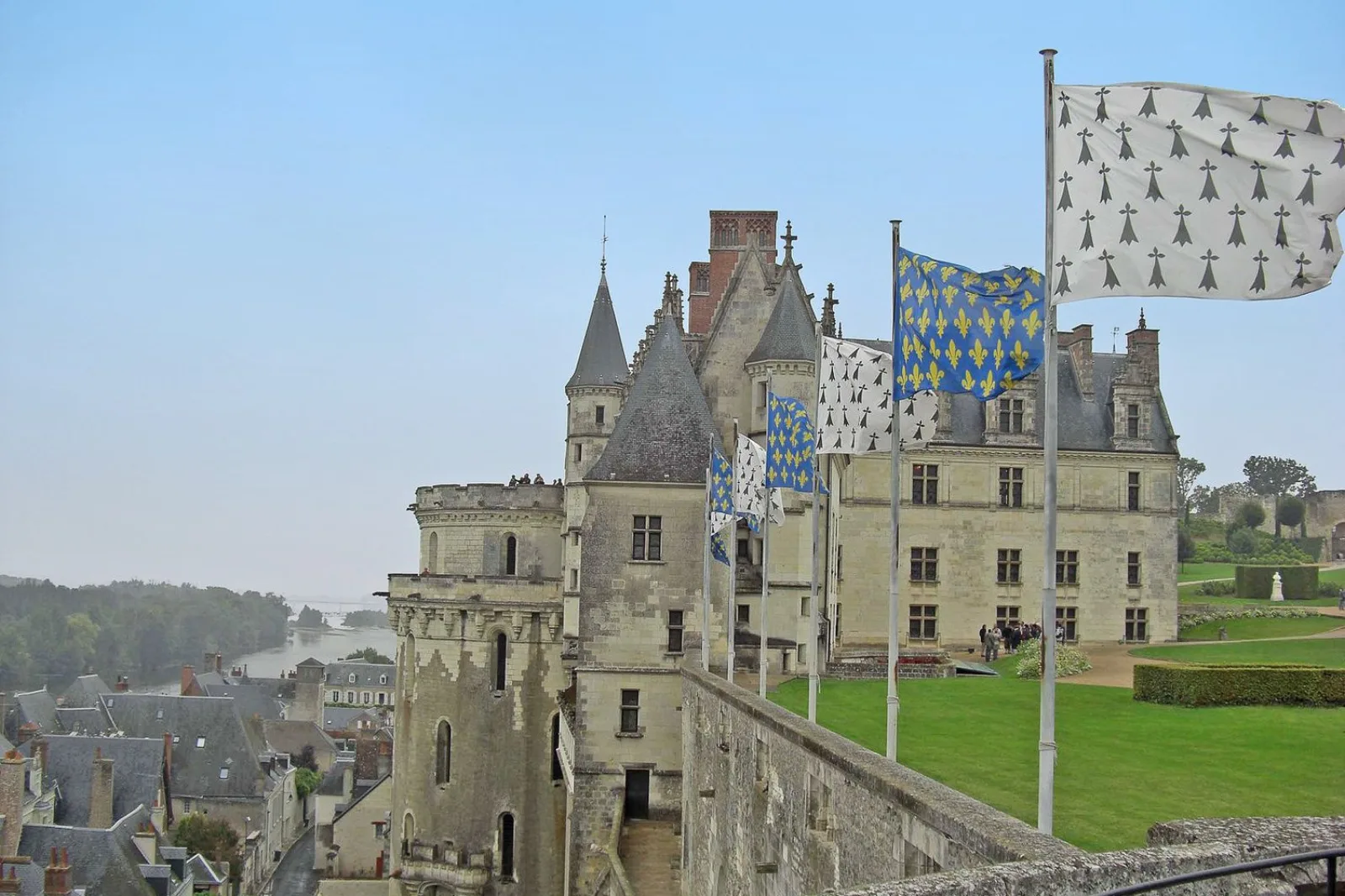 The Château d'Amboise ramparts and royal standard above the town roofs